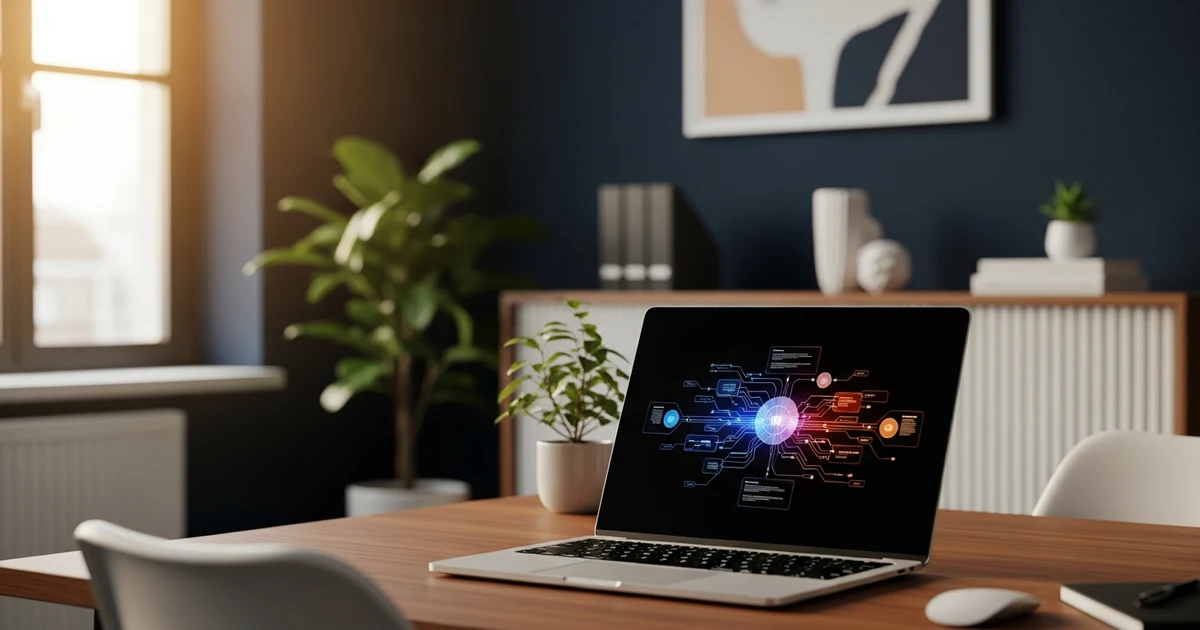 Laptop symbolisiert digitale Verantwortung und Nachhaltigkeit im Unternehmen