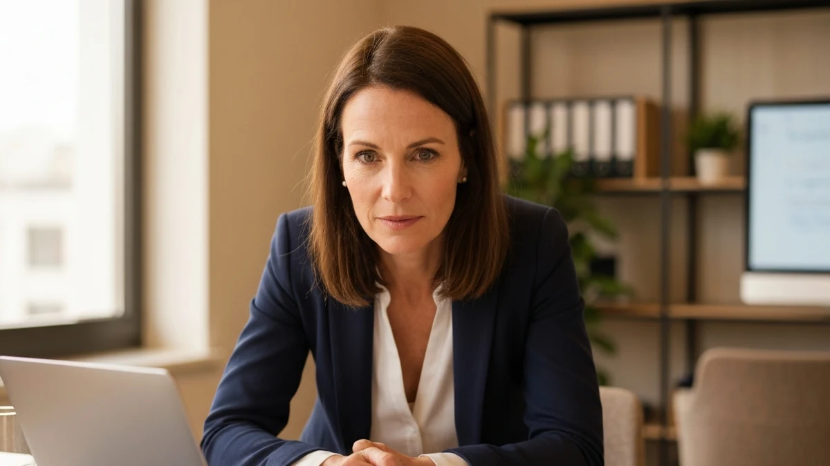 Frau führt ein selbstbewusstes Gespräch im Besprechungsraum