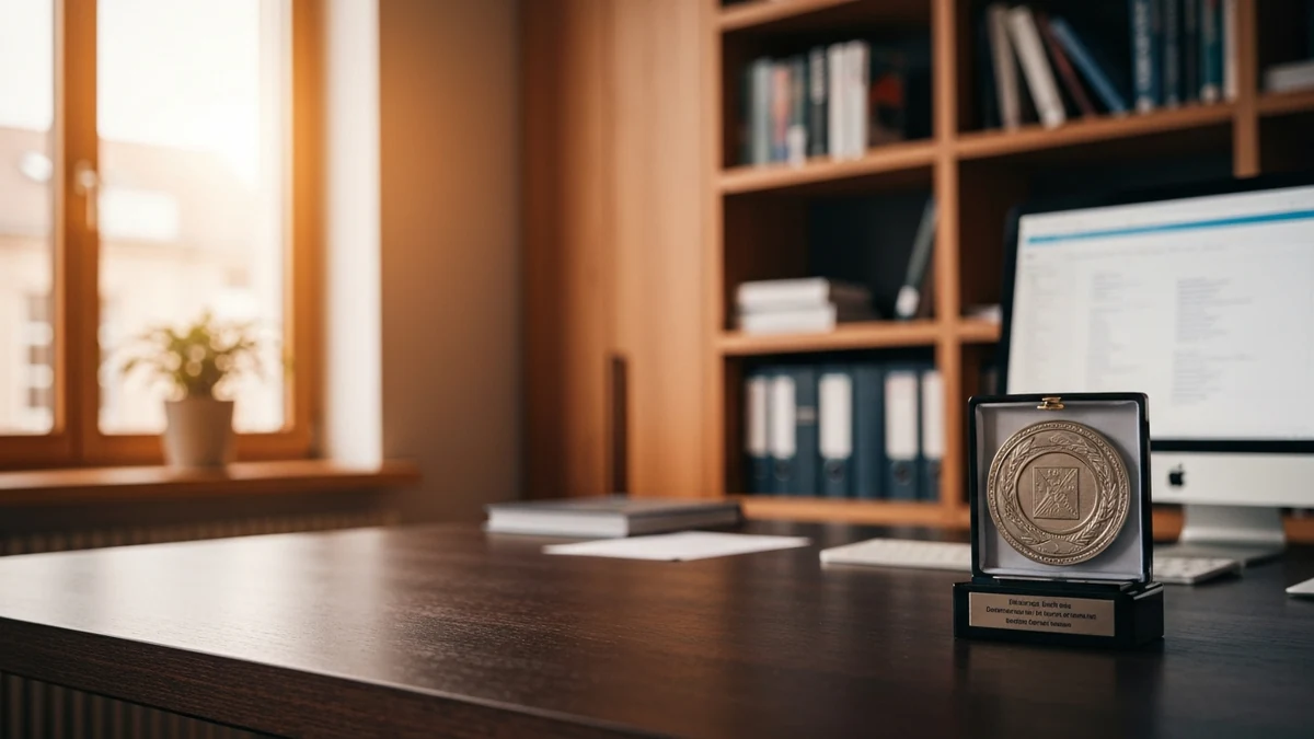 Auszeichnung auf elegantem dunklem Untergrund im Studioformat