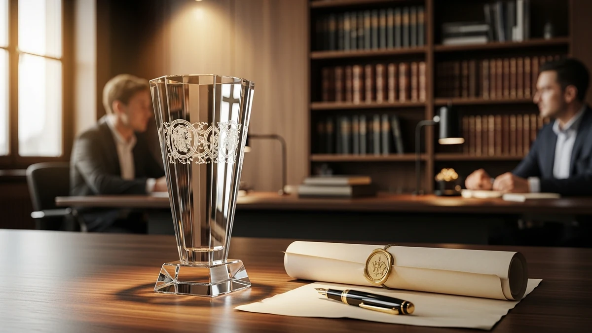 Geschäftsmann mit Auszeichnung für Managementseminare