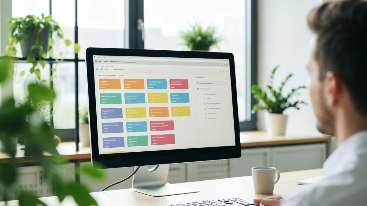 Zwei Führungskräfte analysieren gemeinsam Kundendaten auf einem modernen CRM-Dashboard