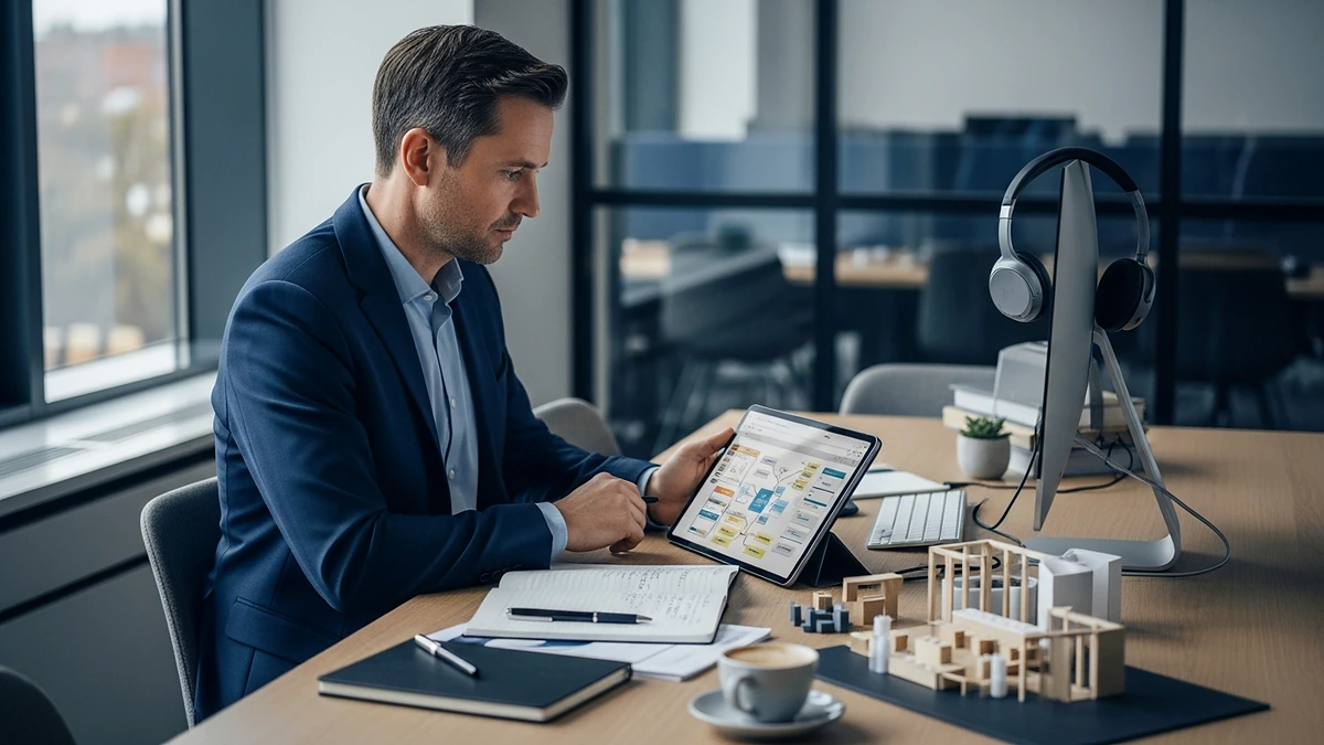 Elegant gedeckter Konferenzraum für Firmenevent mit Namensschildern