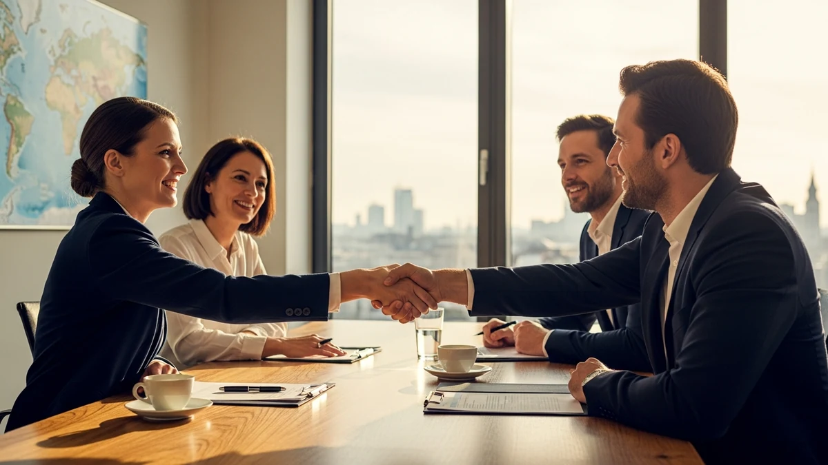 Vertriebsteam im interkulturellen Geschäftstreffen