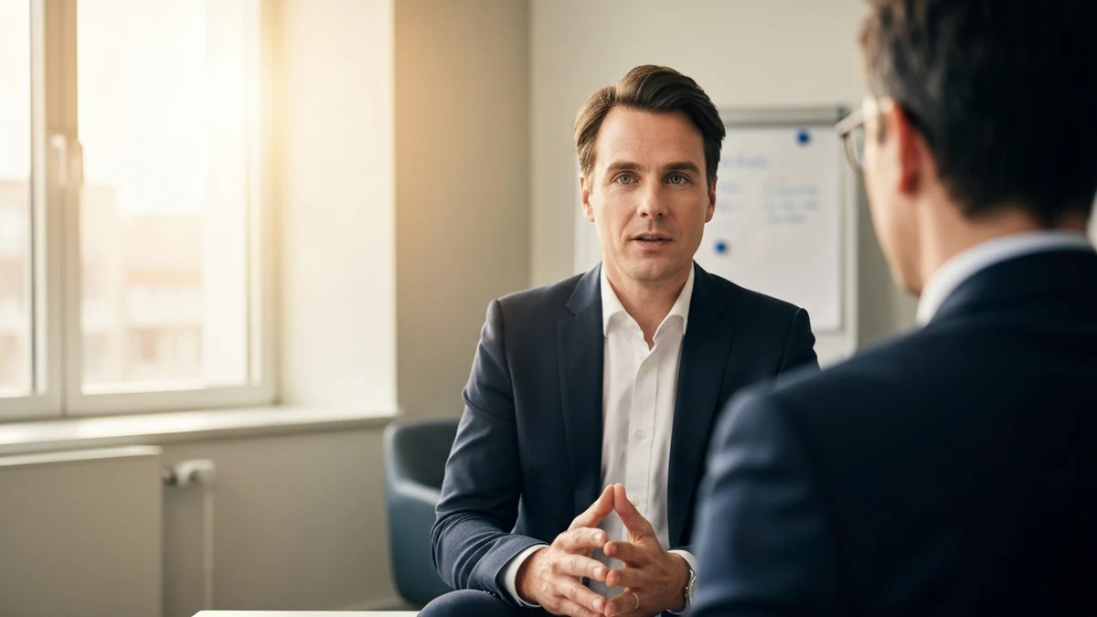 Bewerber:in im Vorstellungsgespräch begegnet einer heiklen Frage souverän