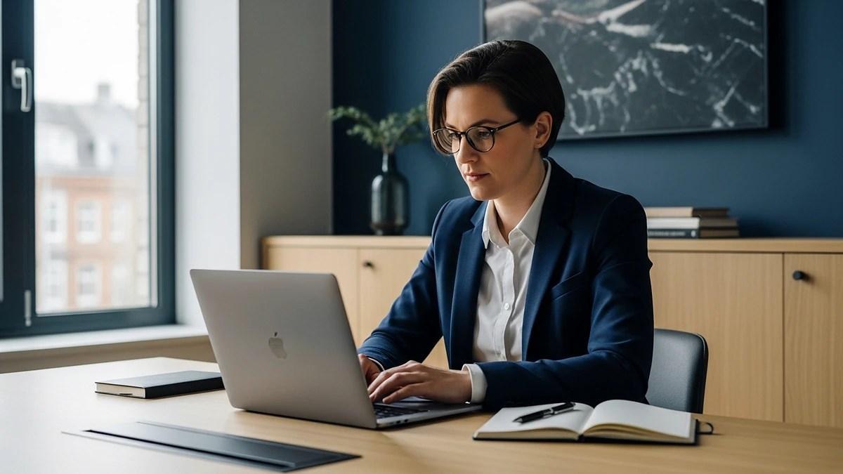 Manager betrachtet nachdenklich digitale Inhalte am Tablet im modernen Büro